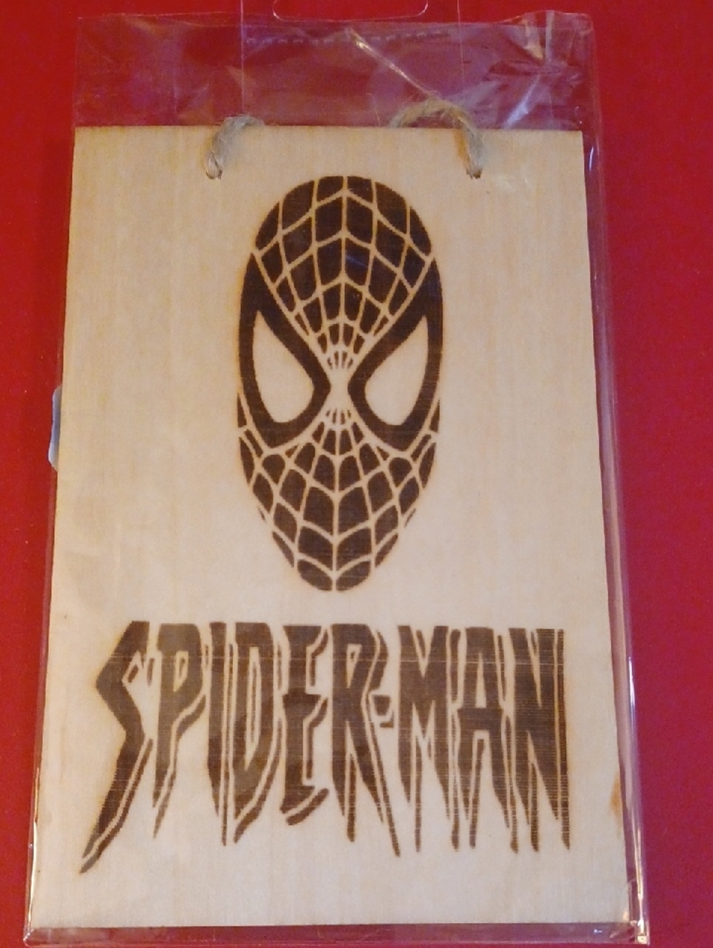 4x6 Spider-Man Wood Plaque — Black on Natural